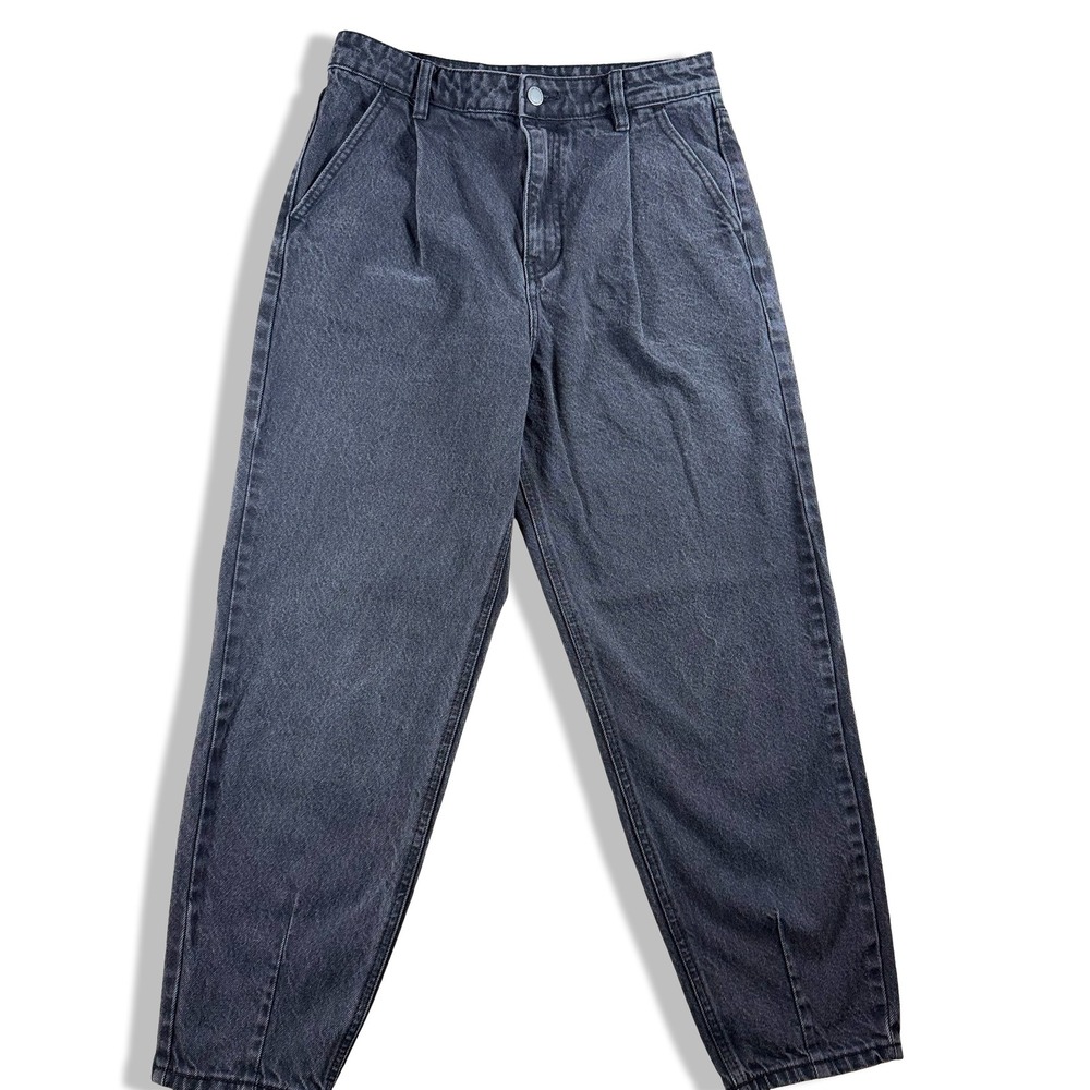 Stradivarius‎ Womens High Waisted Pleated Tapered Jeans Washed Black Size 6